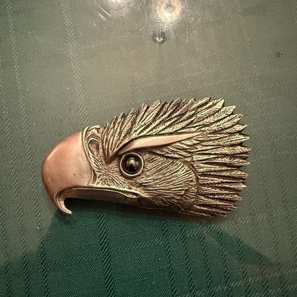 Vintage Pewter Eagle Head Belt Buckle - Picture 1 of 5